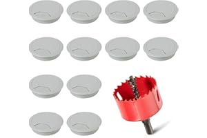 GMAKIE 12 PcsDesk Grommet 2 Inch (50 mm), Desk Hole Cover for Cables, Desk Wire Hole Insert, 2" Desk Hole Grommet, Cable Grommet, Desk Cord Hole Cover, Desk Cable Hole Cover with Hole Saw - Grey