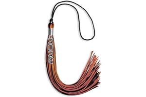 Endea Graduation Mixed Double Color Tassel with Silver Stacked Date Drop (Black/Orange, 2026)
