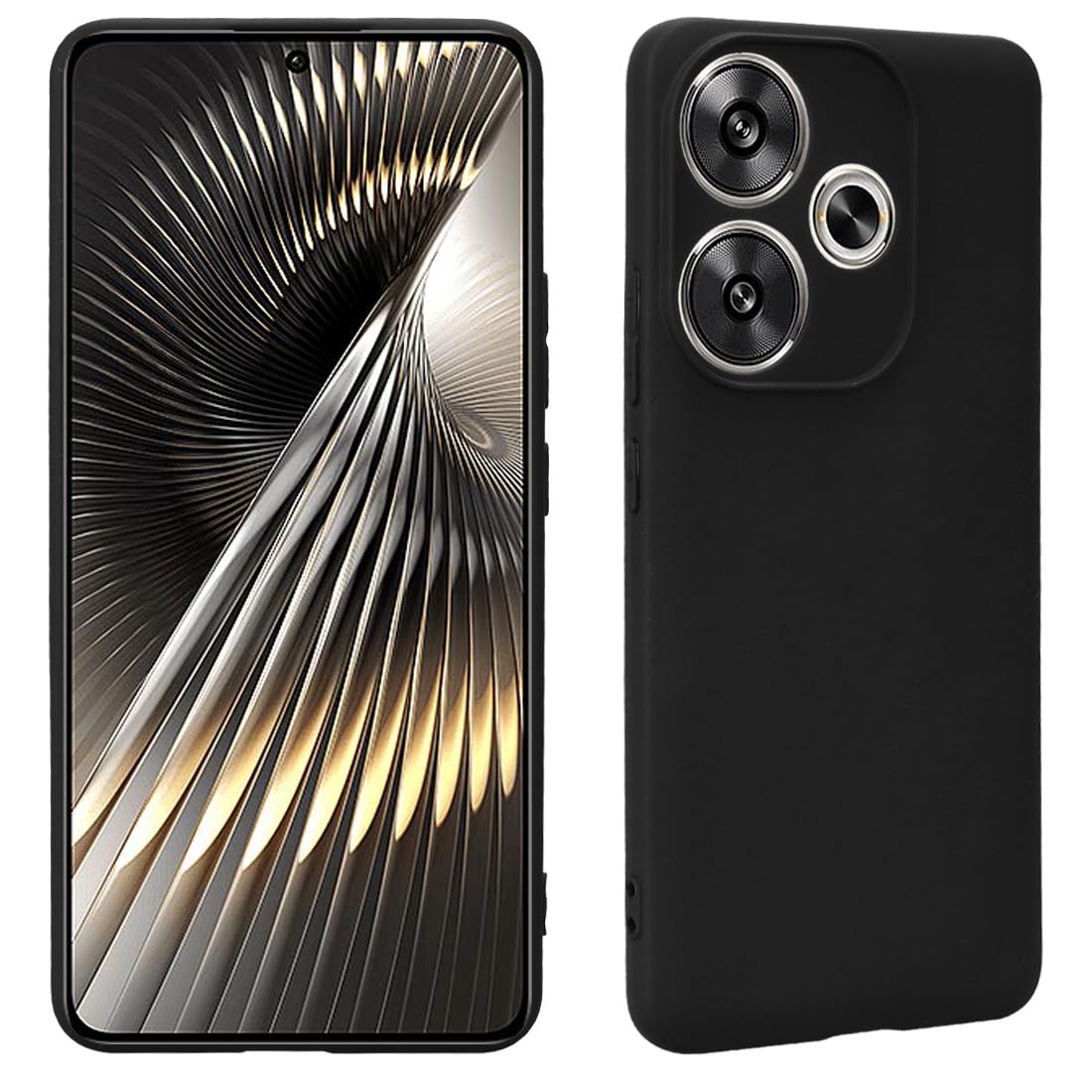 Bihizei Mobile Phone Case for Xiaomi Poco F6 5G, Antibacterial Protection, Premium Carbon Fibre Material, Silicone, Flexible, Shockproof, Ultra Slim, Black — image 1