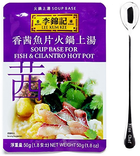 Lee Kum Kee Soup Base For FIsh & Cilantro Hot pot (3 Pack) + One NineChef Spoon - Thumbnail 2