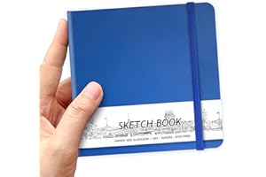 Carnet de croquis carré pratique en cuir synthétique de 12,7 x 12,7 cm, 58 feuilles de papier beige de 150 g/m², carnet de cr