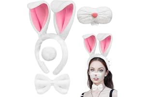 Easter Bunny Headband and tail with rabbit ears costume,Fluffy Bunny Ears Headbands for Easter Costume