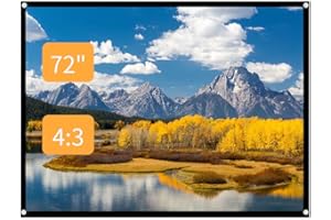 Richer-R Projector Screen, Rear Projection Screen,60-100 Inch Portable Foldable Non-Crease White Projector Curtain Screen 4:3