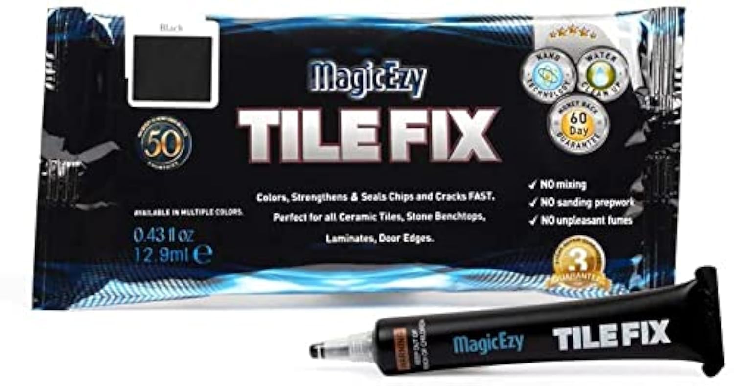 MagicEzy Tile Fix - (Black) Strong Scratch Repair for Chipped & Cracked Tiles