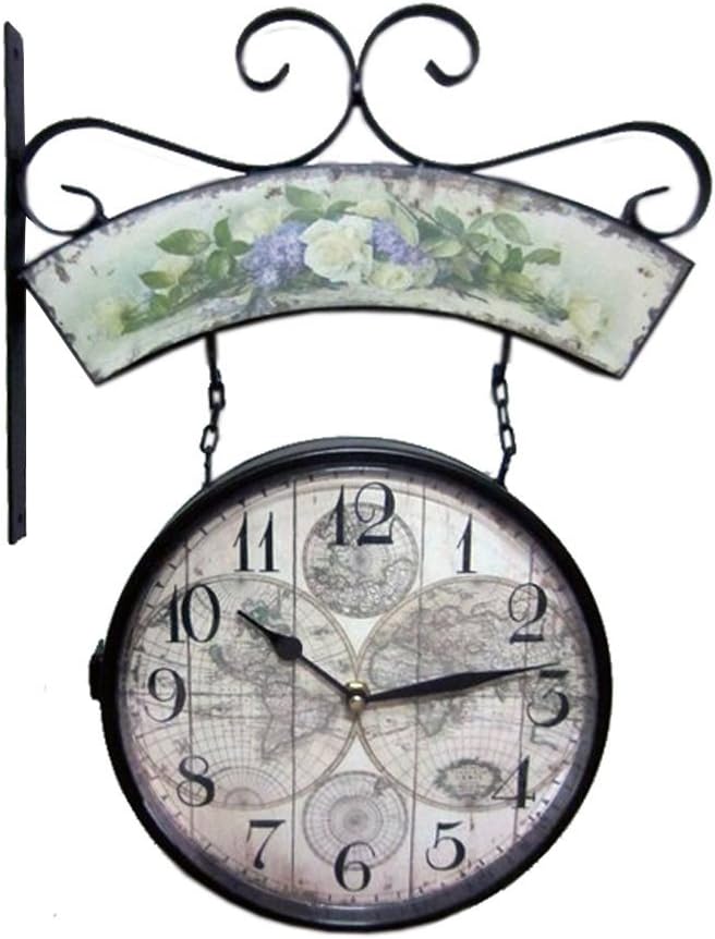 Vintage Outdoor Clock with Antique World Map Design Home