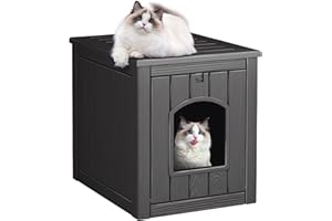 ComeWay Cat House Outdoor Indoor - All-Weather Resin Cat Houses for Outdoor Cats, Durable & Insulated Pet Shelter for Garden Patio Backyard