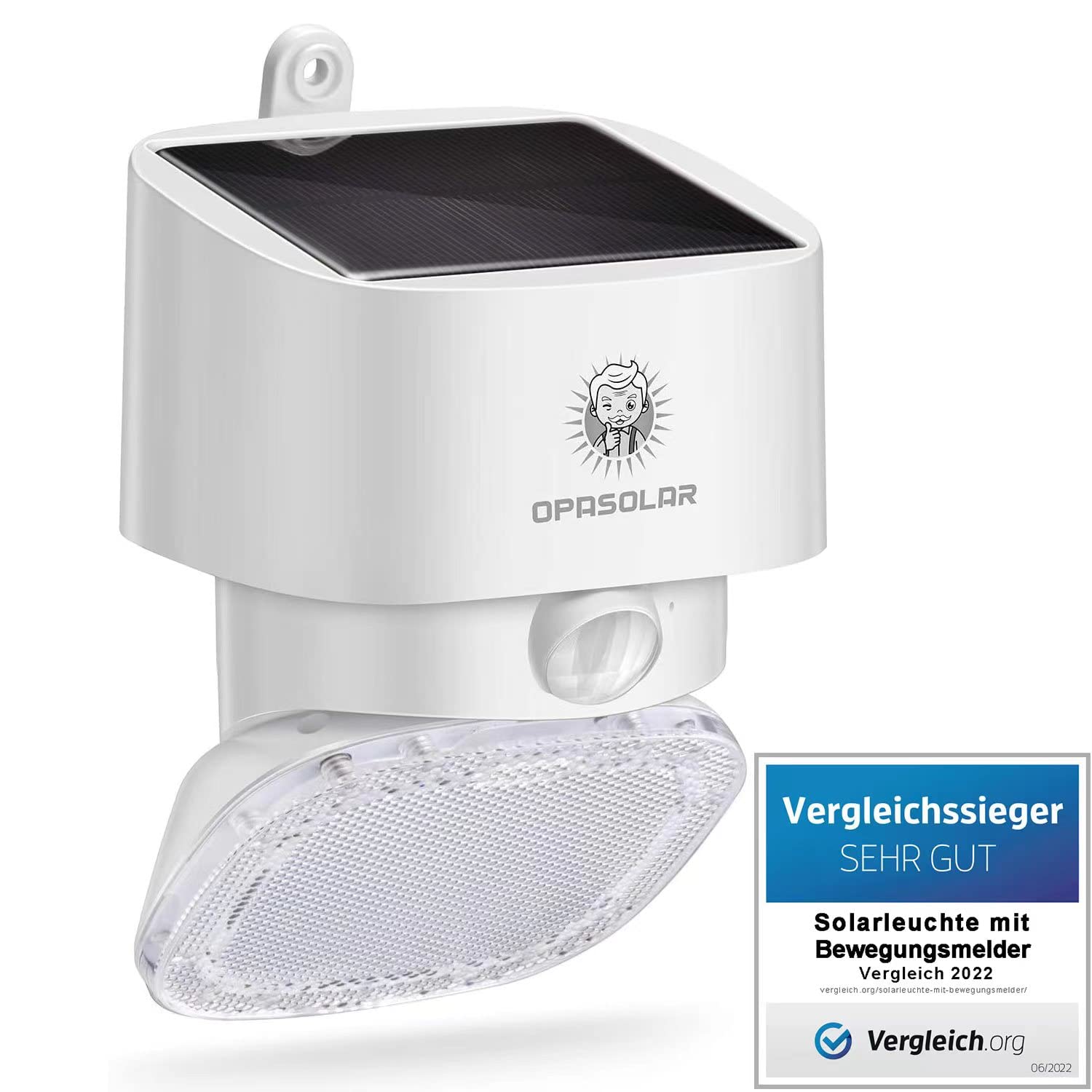 OPASOLAR 2000LM Solar Powered Wall Outdoor led Lights,Family Security,PIR Wireless Motion Sensor with 120 Wide Angle, IP65 Waterproof, Easy-to-Install Lights for Front Door, Garden,Yard, Garage, Deck