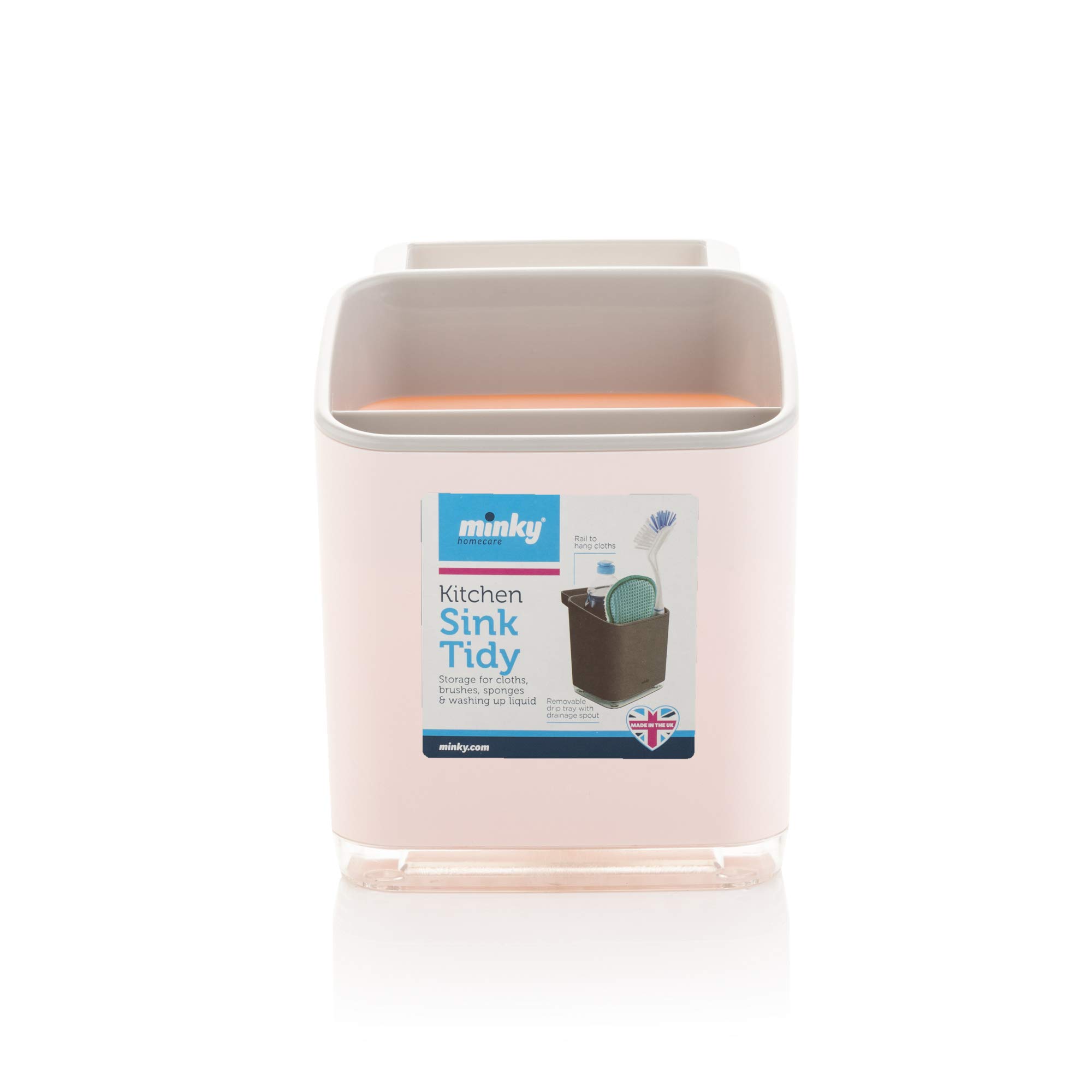 Minky Kitchen Sink Tidy | Sink Caddy With Removable Drip | Kitchen Sink Organiser With Dishcloth Holder Rack | Kitchen Storage Accessories | Sponge Holder For Kitchen Sink | Colour - Pink