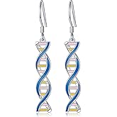 S925 Sterling Silver DNA Double Helix Chemistry Science Molecule Biology Earrings Jewelry