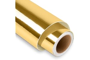 Lya Vinyl Mirror Gold Permanent Vinyl Roll 12" x 6FT Metallic Outdoor Permanent Vinyl for Cutting Machine - Adhesive Roll for Home Decor, Party Decoration, Mug, Window