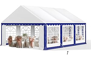 SOPHIA & WILLIAM Tents for Parties Party Tent 16x20 ft, Outdoor Canopy Carpas para Fiestas Heavy Duty, Large Waterproof Patio Event Wedding Tent White & Blue with Sidewalls Walls for Backyard