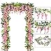 Sunm Boutique Artificial Flowers Wisteria Garland Vine Rattan Hanging for Home Garden Ceremony Wedding Arch Floral Decor, 6.6 Feet, 4pcs, Pink