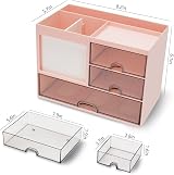 RISEMART Desk Organiser with 3 Drawers Pink 21x14.5x15.5cm Pen Holder view 7