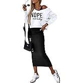 CHICME Womens 2 Piece Outfits Dress Set Spring 2026 V-Neck Crop Hoodie Sweatshirt Top and Sleeveless Dress Set