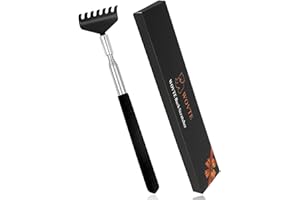 WOVTE Back Scratcher, Black Portable Extendable Stainless Steel Telescoping Back Massager Stocking Stuffers Christmas Gifts for Adults Men Women Itch Relief (7.87 to 26.77 Inch)