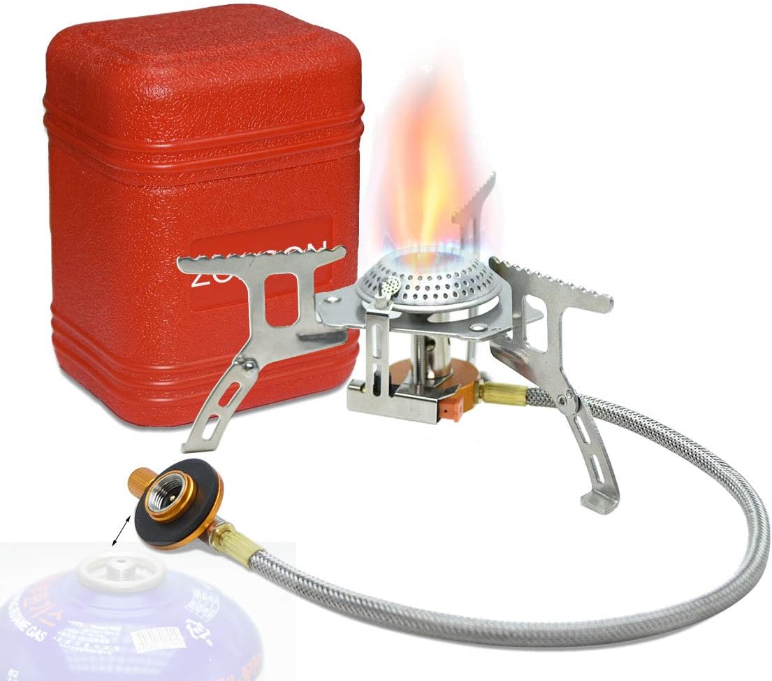 ZOESON Outdoor Backpacking Camping Mini Gas Stove for Hiking, Emergency, Hurricane, Earthquake