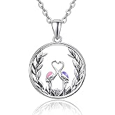 KINGWHYTE Flamingo Necklace 925 Sterling Silver Couple Flamingo Pendant Necklace Birthday Christmas Valentine's Day Jewelry Gifts for Women Graduation Gifts for Daughter Her