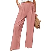 SEMARO Womens Casual High Waisted Linen Pants Wide Leg Lounge Palazzo Trousers Beach Outfits with Pockets