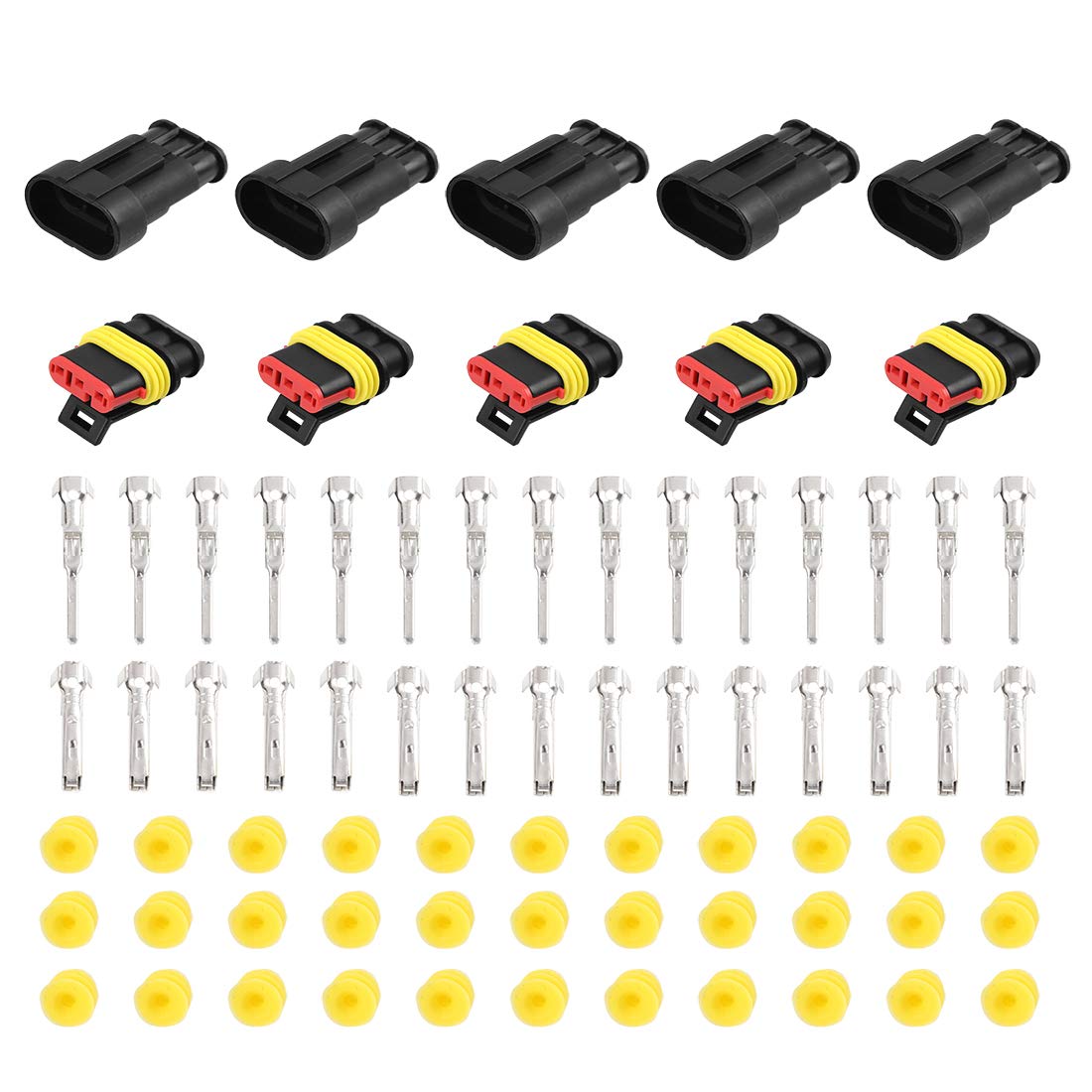 X AUTOHAUX 3 Pins Way Car Waterproof Electrical Connector Terminal 5 Sets
