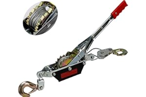 Bigorenda Come Along Winch,2T(4410lbs) Pulling Capacity,Heavy Duty Ratchet Power Puller Tool with Dual Gears,2 Hooks Hand Winch Cable,12FT Steel Cable,Automotive Hoist Cable Puller for Vehicle Rescue