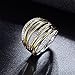 Mytys 2 Tone Gold and Silver Band Chunky Ring Twist Crystal Fashion Wide Statement Rings(9)