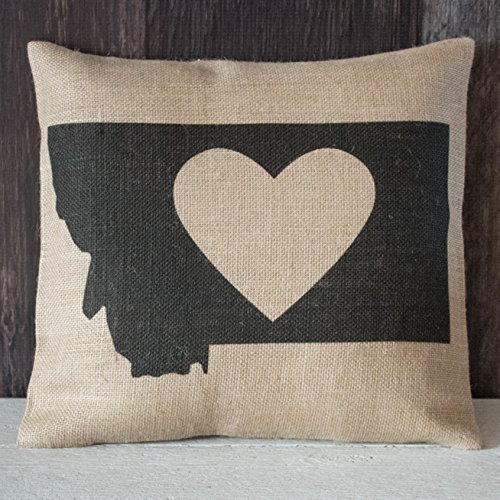 Amazon Com Love Montana Burlap Throw Pillow And Insert Handmade