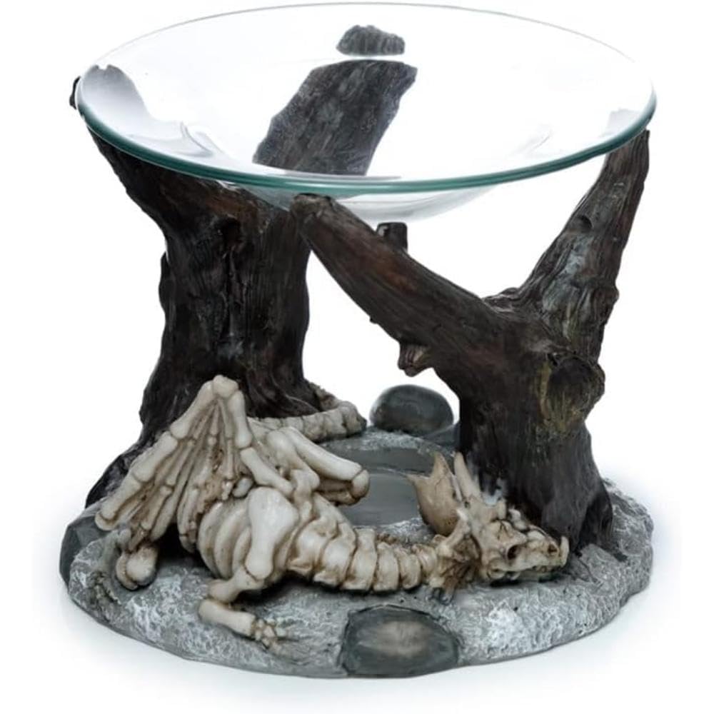 Puckator DRG522 Shadows of Darkness Sleeping Bones Dragon Skeleton Oil and Wax Burner with Glass Dish