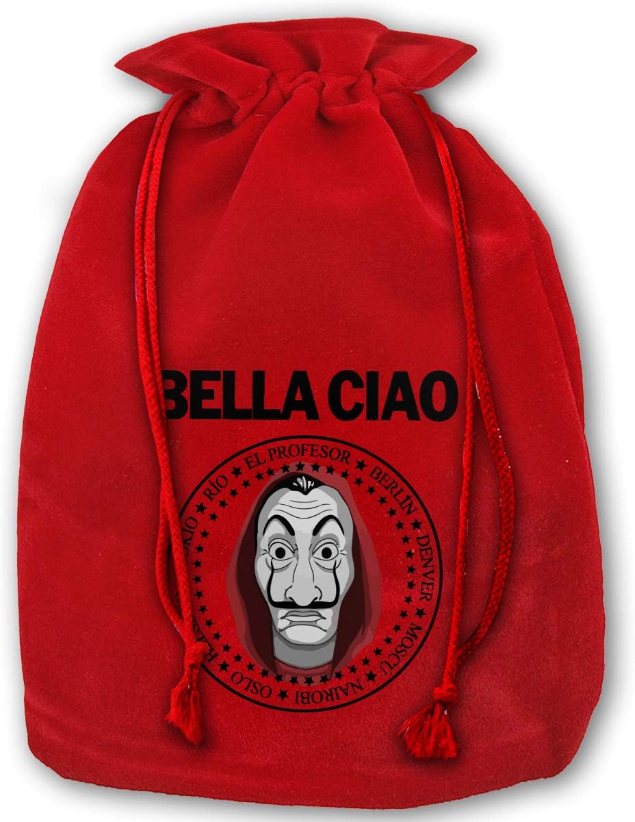 Casa De Papel Money Heist Bella Ciao Christmas Drawstring Bag Gift Bags Santa Sack for Christmas Party Decoration