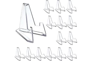 Hipiwe 15 Packs Acrylic Easel Stands Clear Mini Coin Display Easel Holder for Displaying Air-Tite Coins Pocket Watches Capsules Challenge Medals Casino Chips,2.16 Inch Tall