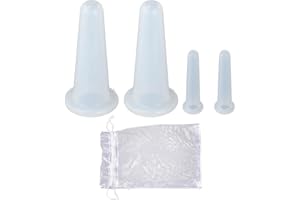 4pcs Silicone Facial Cupping Set, Anti Aging Face Massage Tool with Gauze Bag for Cheeks Eyes Vacuum Drainage Suction Cup The