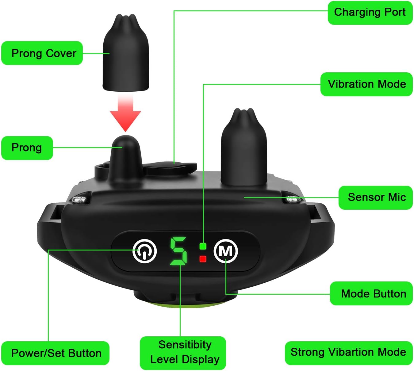 Bark Collar No Shock Bark Collar Rechargeable Bark Collar Shockless with Adjustable Sensitivity and Intensity Beep No Pain Vibration Barking Control Device Bark Collar for Small Medium Large Dogs : Kitchen & Dining