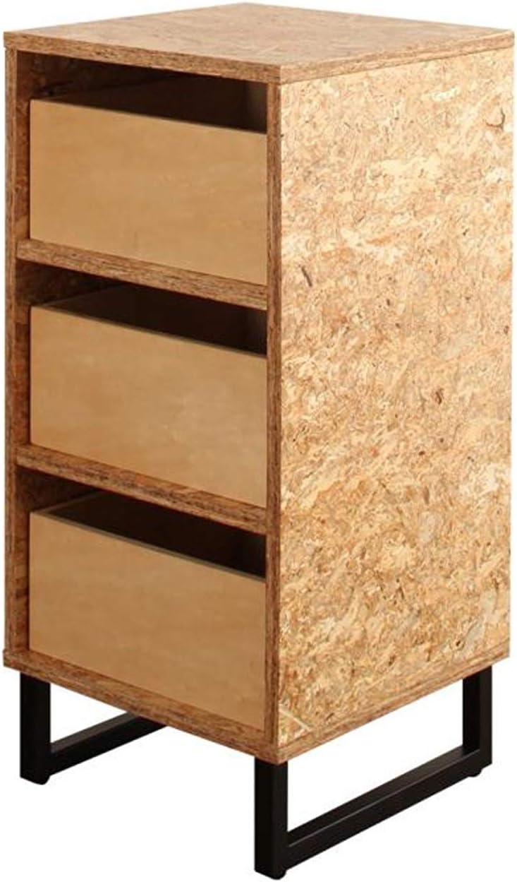 Amazon Osb合板むき出しのワイルド感 チェスト 北欧 おしゃれ 脚付き カラーボックス ３段 引き出し 収納 ボックス 木製 アイアン ナチュラル シンプル チェスト タンス オンライン通販