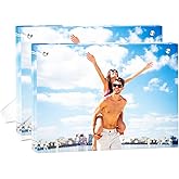 SHZYGQ 2 Pack (8×10) - Acrylic Picture Frames Clear Picture Frames with Stand Magnetic Frame Acrylic Lucite Frameless photo frame Desktop Display