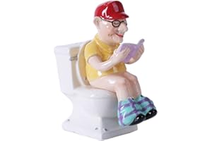 Pacific Giftware 4.75 inches Reading Grandpa on Toilet Magnetic Salt and Pepper Shaker Kitchen Set