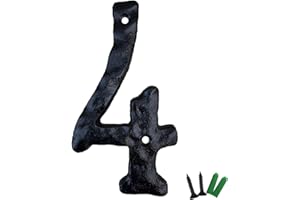 YICC 5.5 Inch House Numbers, Cast Iron Home Address Number/Mailbox Number, Black Finished (Number 4)