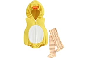 Madjtlqy Halloween Costumes Toddler Baby Boy Girl Flamingo Animal Hooded Sleeveless Romper Jumpsuit Legging Duck Outfits