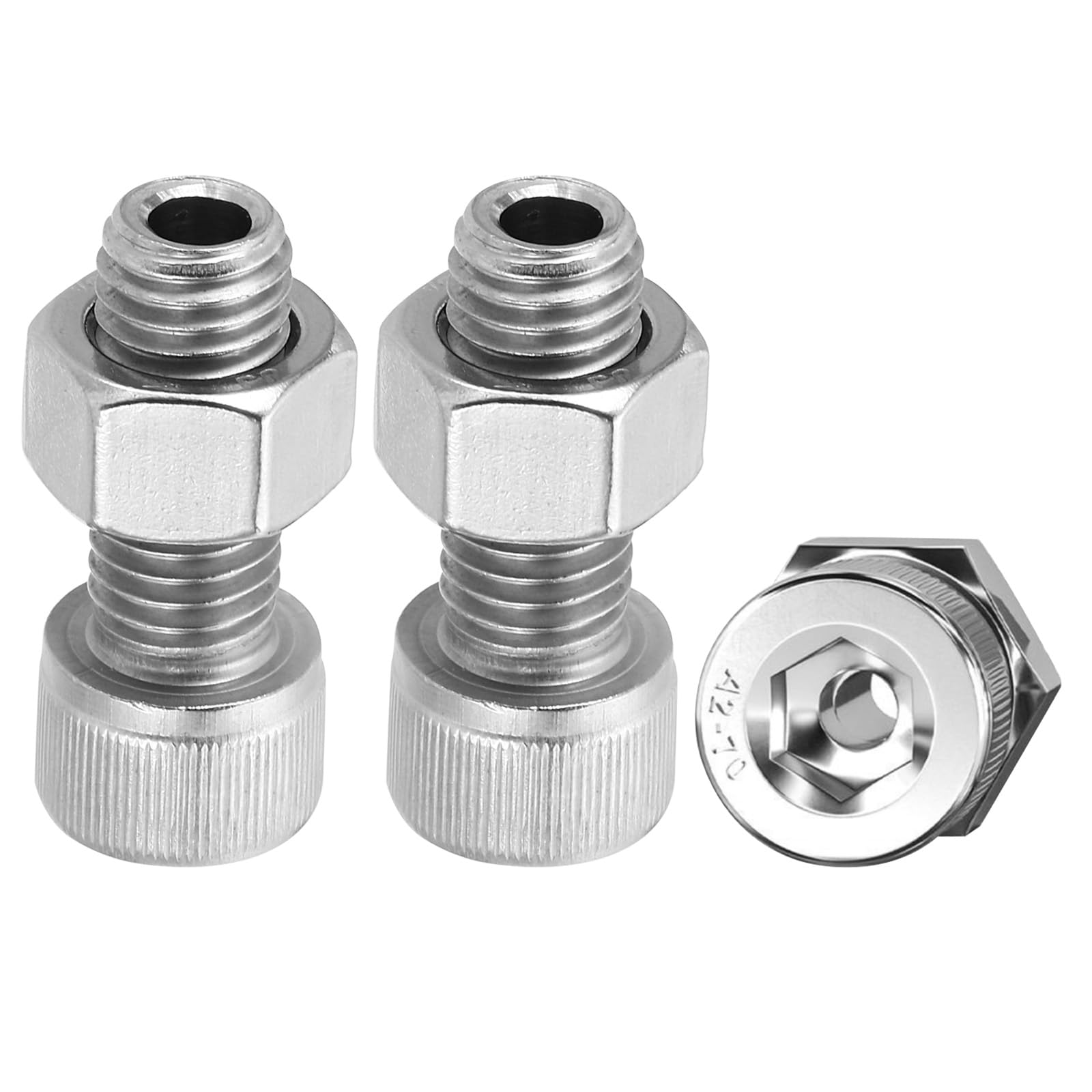 PATIKIL M12x30mm 304 Stainless Steel Hollow Bolt, 3 Set Cylindrical Hexagon Socket Screw Nut Kit Lamp Threading Screws Through Hole Fasteners