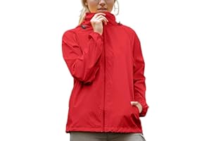 Women Outdoor Hiking Jacket Full Zip Hooded Sun Protection Jackets Lightweight Raincoat with Storage Bag