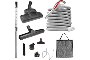 Nadair Central Vacuum Accessory Kit, 30ft Low-Voltage Hose with Anti kinking Technology:360 Swivel end-Cuff and Handle, on/Of