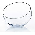 WGV Slant Cut Bowl Glass Vase, Width 11", Height 9.5", Clear Terrarium, Candy Dish, Fruit Jar, Floral Container for Wedding Party Event, Home Office Decor, 1 Piece