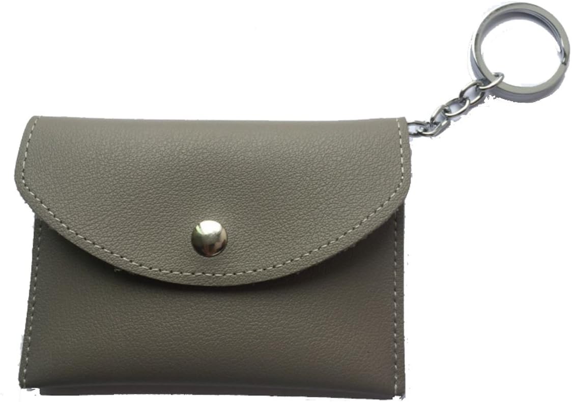 Edmen Slim Coin Purse - Elegant Women Leather Wallet Card Case Holder with Key Ring