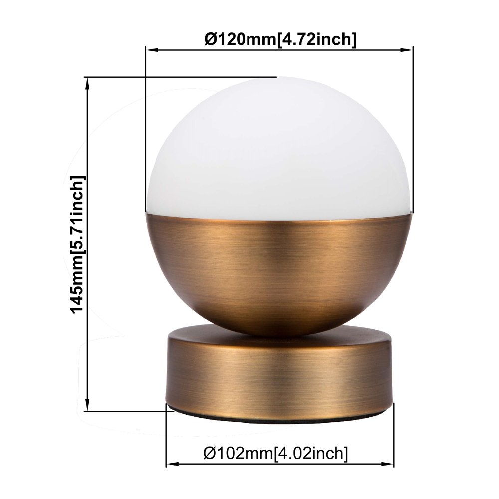 JINZO Touch On Table Lamp Nightlight Dimmable Bedside Lamps For Bedrooms Nursery Lamp E12 Base Contemporary Age Brass Finished