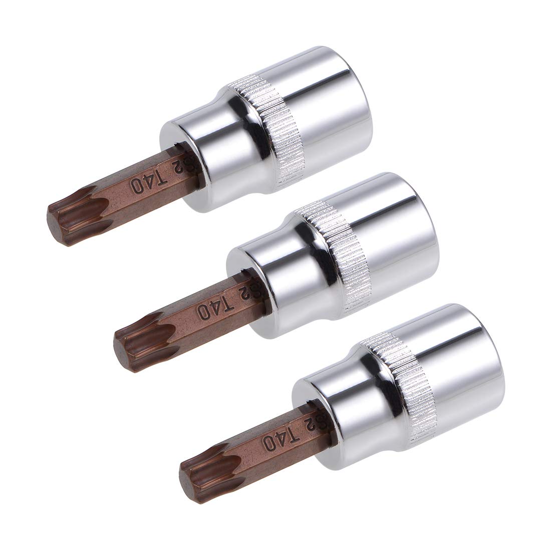 sourcing map 3pcs 3/8" Drive x T40 Torx Bit Socket, S2 Steel Bits CR-V Sockets 38mm Length Use with Ratchet Wrench, Slide Bar, Extension Rod