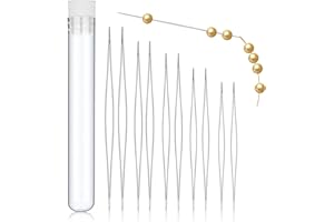 Beading Needles, 10Pcs Open Seed Beads Needle 5 Sizes Big Eye Embroidery DIY Jewelry Making Needles with Bottle