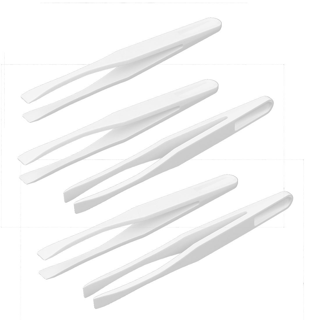sourcingmap Electronics Industry Plastic Flat Tip Anti-Static Tweezers Hand Tool White 5pcs