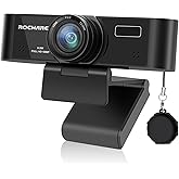 ROCWARE 1080P Webcam with Microphone, RC15 Computer Camera for PC 30fps with 110 FOV/Privacy Cover/Low Light Correction,USB Web Cam for Zoom/Skype/Teams/Conference/Video Calling/Meeting