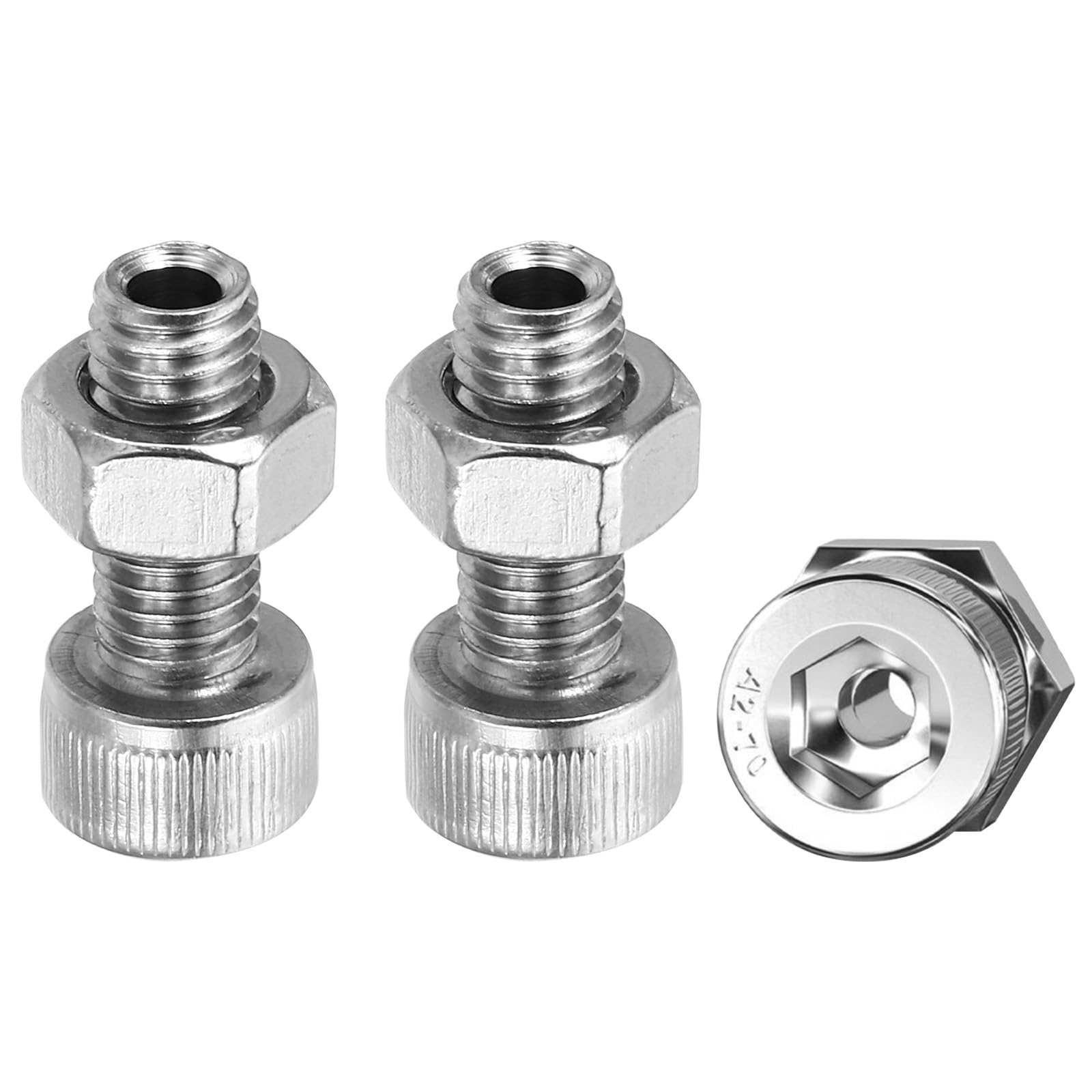 PATIKIL M8x20mm 304 Stainless Steel Hollow Bolt, 3 Set Cylindrical Hexagon Socket Screw Nut Kit Lamp Threading Screws Through Hole Fasteners