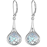 Fuguangju Moonstone Earrings 925 Sterling Silver Filigree Leverback Earrings Moonstone Jewelry for Women