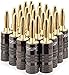 FosPower Banana Plugs 12 Pairs / 24 pcs, Closed Screw 24K Gold Plated Banana Speaker Plug Connectors for Speaker Wire, Wall Plate, Home Theater, Audio/Video Receiver, Amplifiers and Sound Systems primary