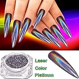 NEWONESUN RROSALIND Women Mirror Powder Effect Chrome Nails Pigment Gel Polish DIY (Chameleon(Black))